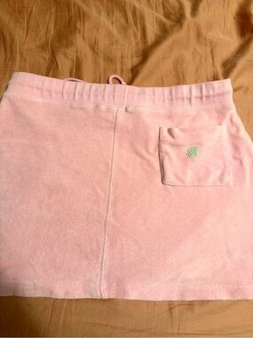 Pink Terry Cloth Mini tennis Skirt with Embroidered Palm